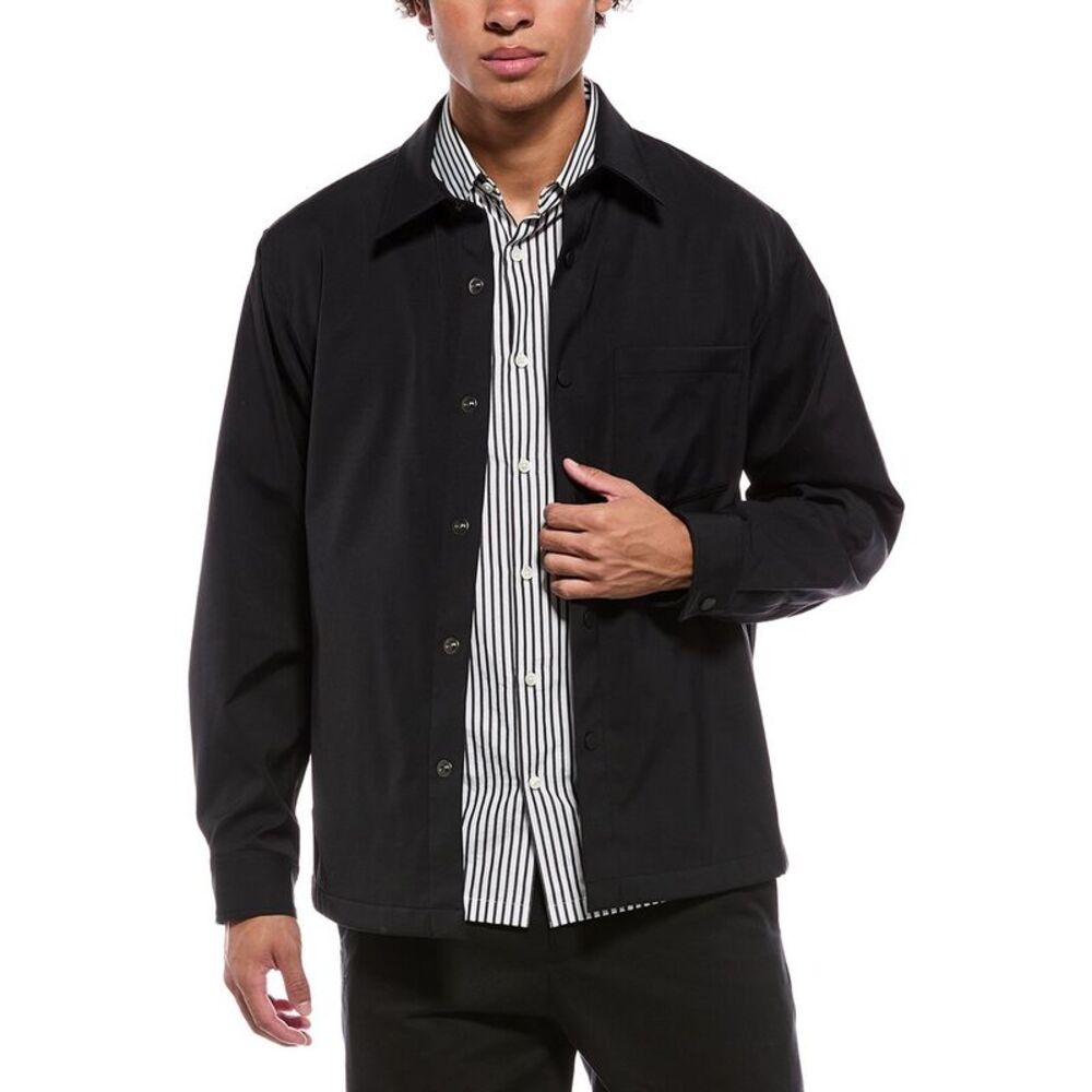 Theory Mens Snap Overshirt, Black